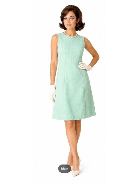Handmade Dresses & Skirts - Vintage Mint Green Textured Handmade Look Shift Dress Sleeveless Mod MCM Sz M L